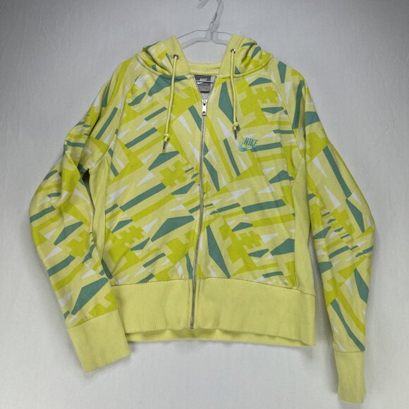 NIKE Youth Zip Up Hoodie Geometric Yellow Blue Youth Size XL (16-18) - Picture 1 of 11